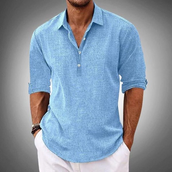 Linen Button-Up Shirt for Men