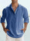 Linen Henley Long Sleeve Shirt for Men