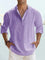 Linen Henley Long Sleeve Shirt for Men - Purple