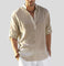 Linen Henley Shirt for Men - Beige