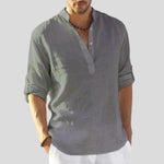 Linen Henley Shirt for Men - Grau