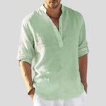Linen Henley Shirt for Men - Helles Grün
