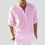 Linen Henley Shirt for Men - Rosa