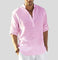 Linen Henley Shirt for Men - Rosa