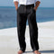 Linen High Waist Straight Leg Trousers for Men - Black