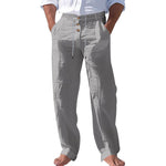 Linen High Waist Straight Leg Trousers for Men - View 6