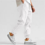 Linen Jogger Trousers with Elastic Waist for Men