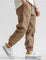 Linen Jogger Trousers with Elastic Waist for Men - Dark Brown