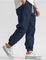 Linen Jogger Trousers with Elastic Waist for Men - Dark Blue