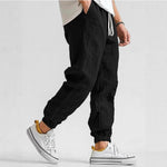 Linen Jogger Trousers with Elastic Waist for Men - View 5