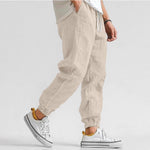 Linen Jogger Trousers with Elastic Waist for Men - View 6