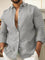 Linen Long Sleeve Button-Down Shirt for Men - Light Gray