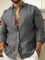 Linen Long Sleeve Button-Down Shirt for Men - Dark Gray
