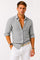 Linen Long Sleeve Button-Down Shirt with Rolled Sleeves for Men - Gray