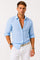 Linen Long Sleeve Button-Down Shirt with Rolled Sleeves for Men - Light Blue