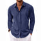Linen Long Sleeve Shirt for Men - Navy Blue