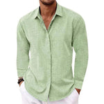 Linen Long Sleeve Shirt for Men - Light Green