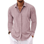 Linen Long Sleeve Shirt for Men - Pink