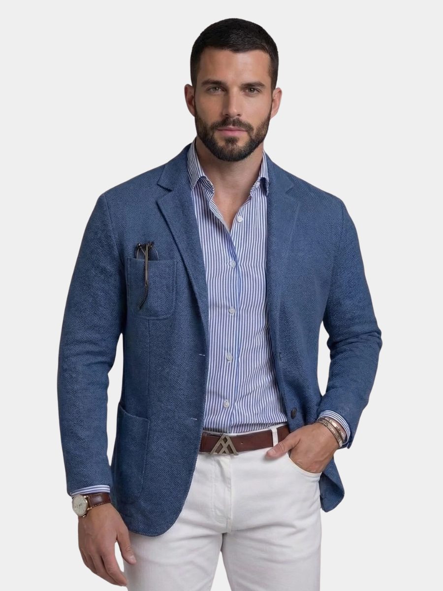 Linen Notch Lapel Blazer for Men
