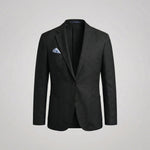 Linen Notch Lapel Blazer for Men - Black