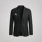 Linen Notch Lapel Blazer for Men - Black