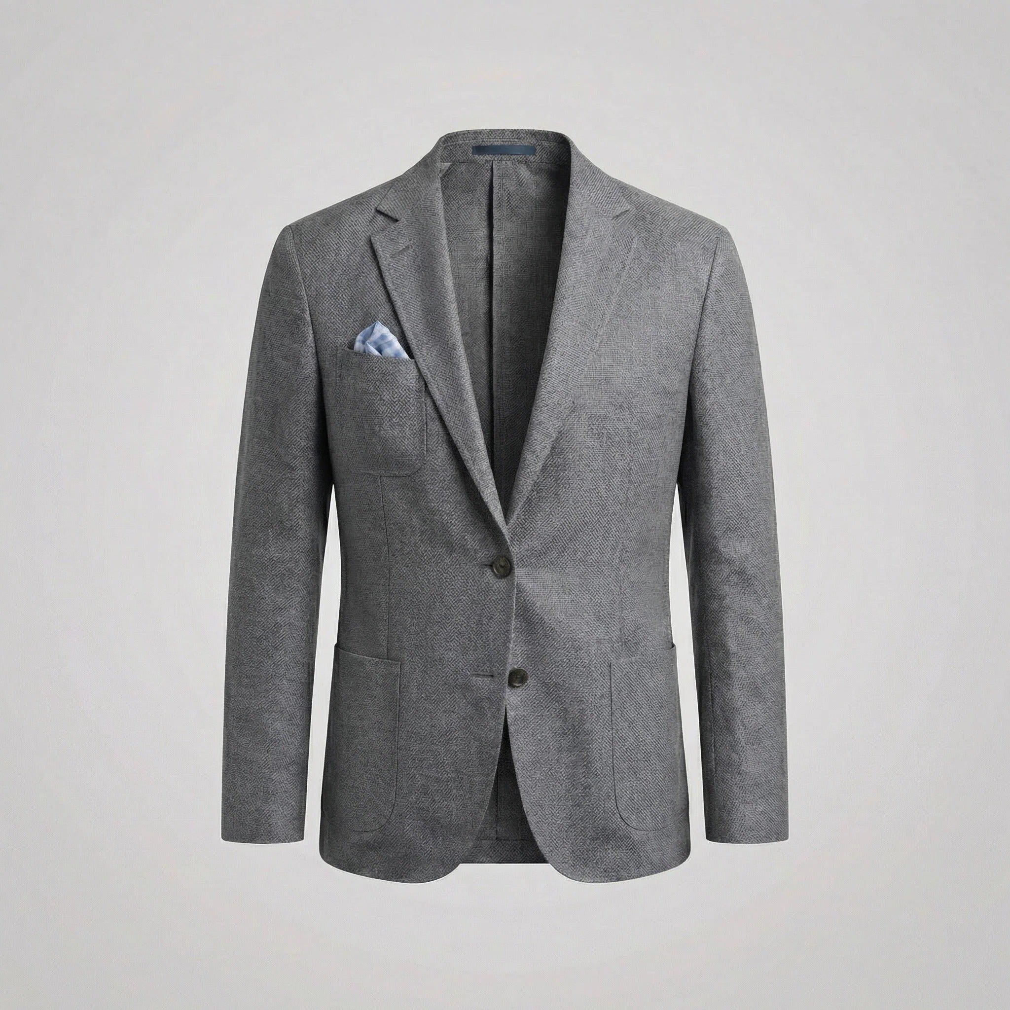 Linen Notch Lapel Blazer for Men - Grey