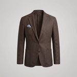 Linen Notch Lapel Blazer for Men - Dark Brown