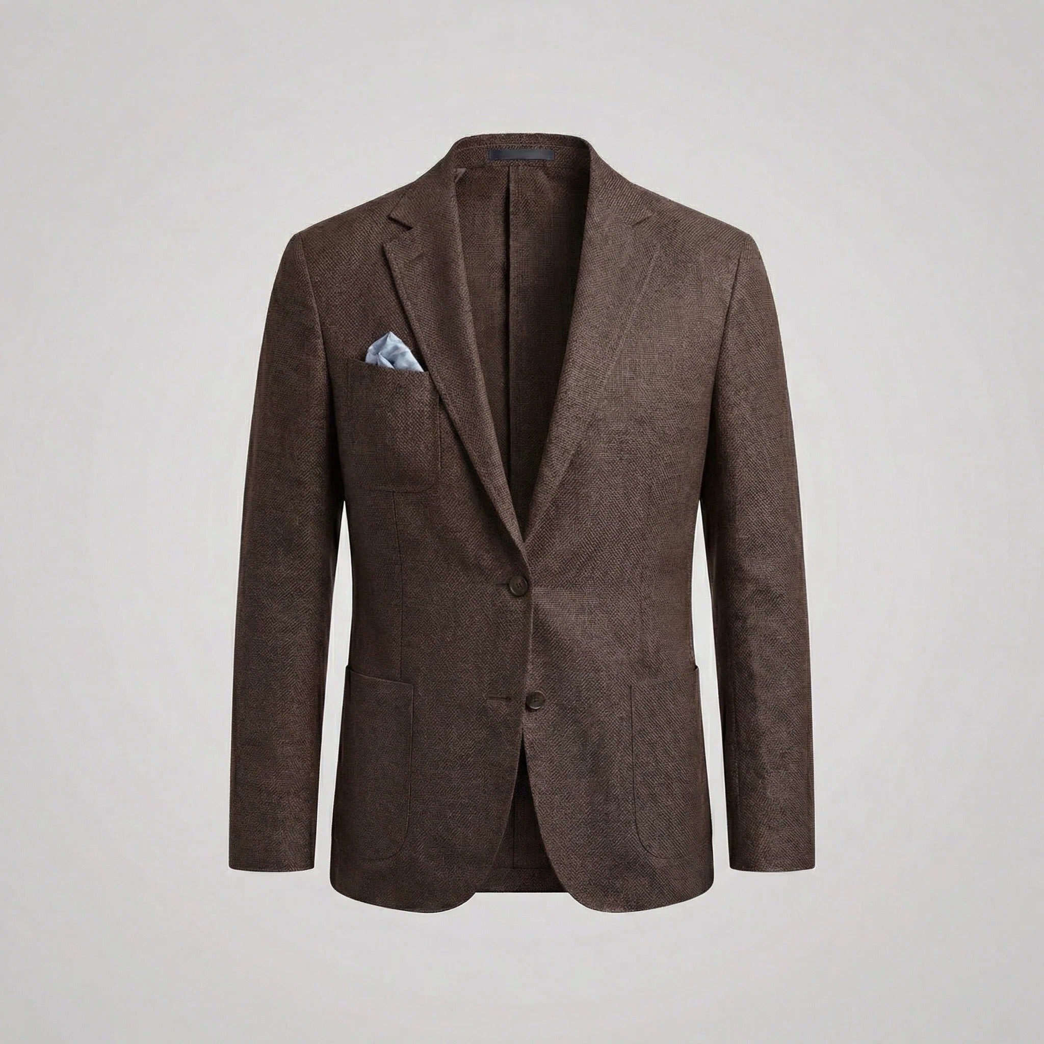 Linen Notch Lapel Blazer for Men - Dark Brown