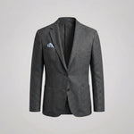 Linen Notch Lapel Blazer for Men - Dark Grey