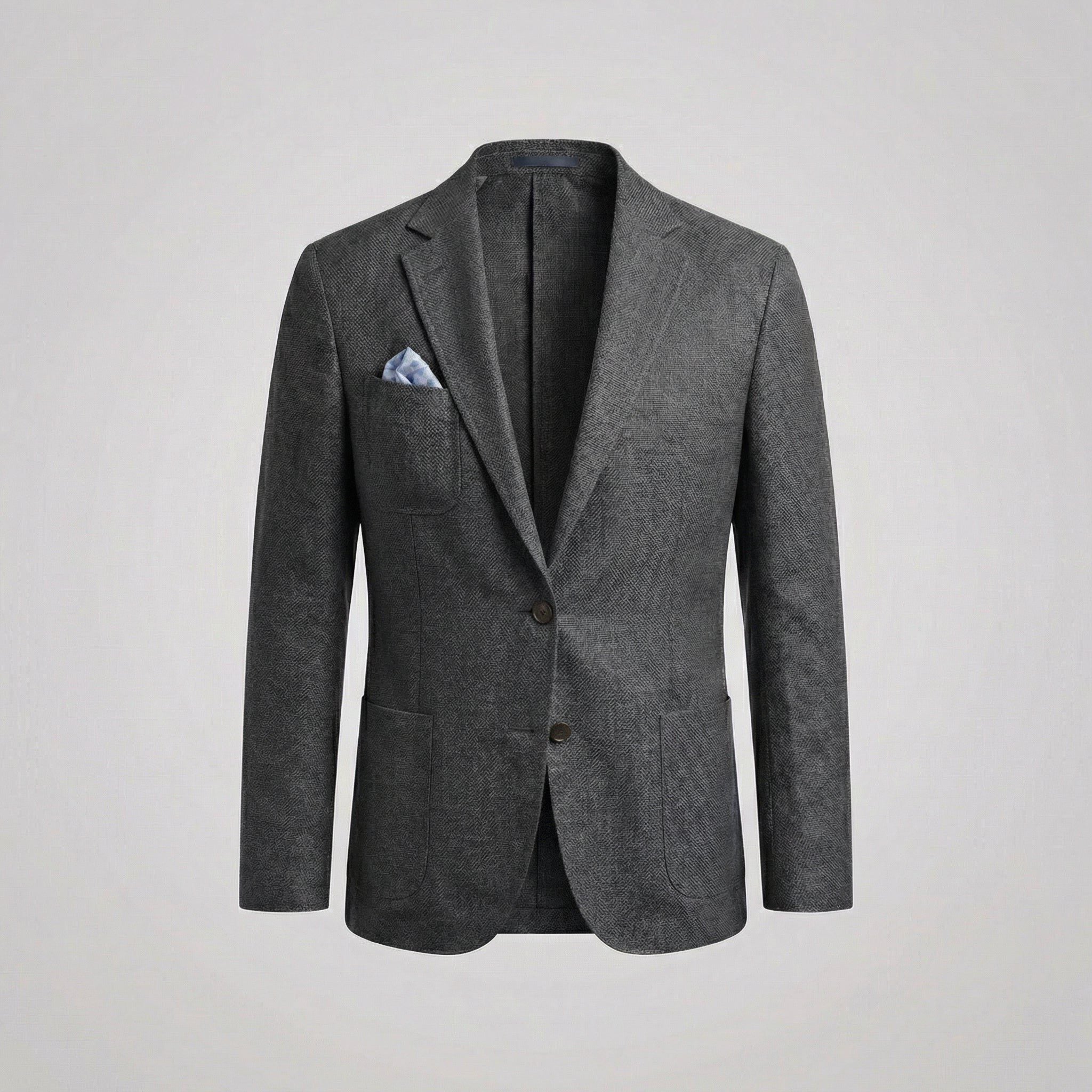 Linen Notch Lapel Blazer for Men - Dark Grey