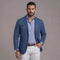 Linen Notch Lapel Blazer for Men - Blue