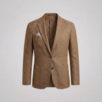 Linen Notch Lapel Blazer for Men - Brown