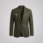 Linen Notch Lapel Blazer for Men - Army Green