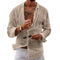 Linen Oversized Button-Down Shirt for Men - Beige