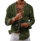 Linen Oversized Button-Down Shirt for Men - Green