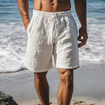 Linen Quick-Dry Swim Shorts for Men - White