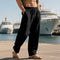 Linen Relaxed Fit Trousers for Men - Black