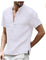 Linen Short Sleeve Henley Shirt for Men - White