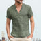 Linen Short Sleeve Henley Shirt for Men - Gray