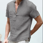 Linen Short Sleeve Henley Shirt for Men - View 6
