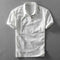 Linen Short Sleeve Polo Shirt for Men - White