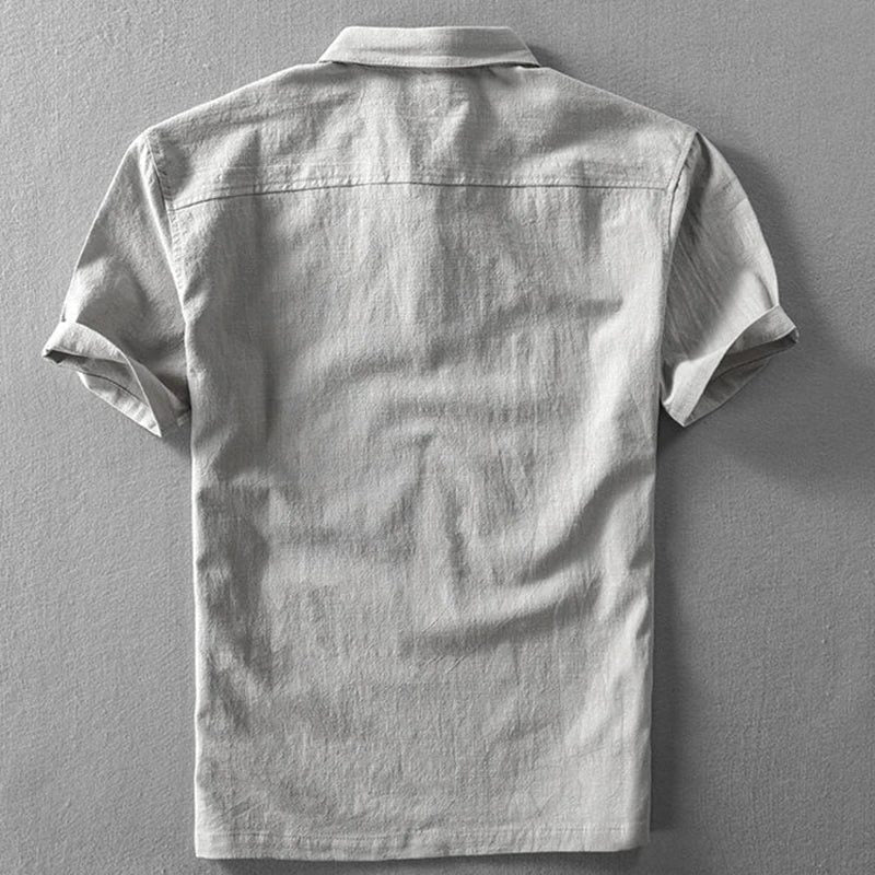 Linen Short Sleeve Polo Shirt for Men - View 5