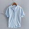 Linen Short Sleeve Shirt for Men - Light Blue
