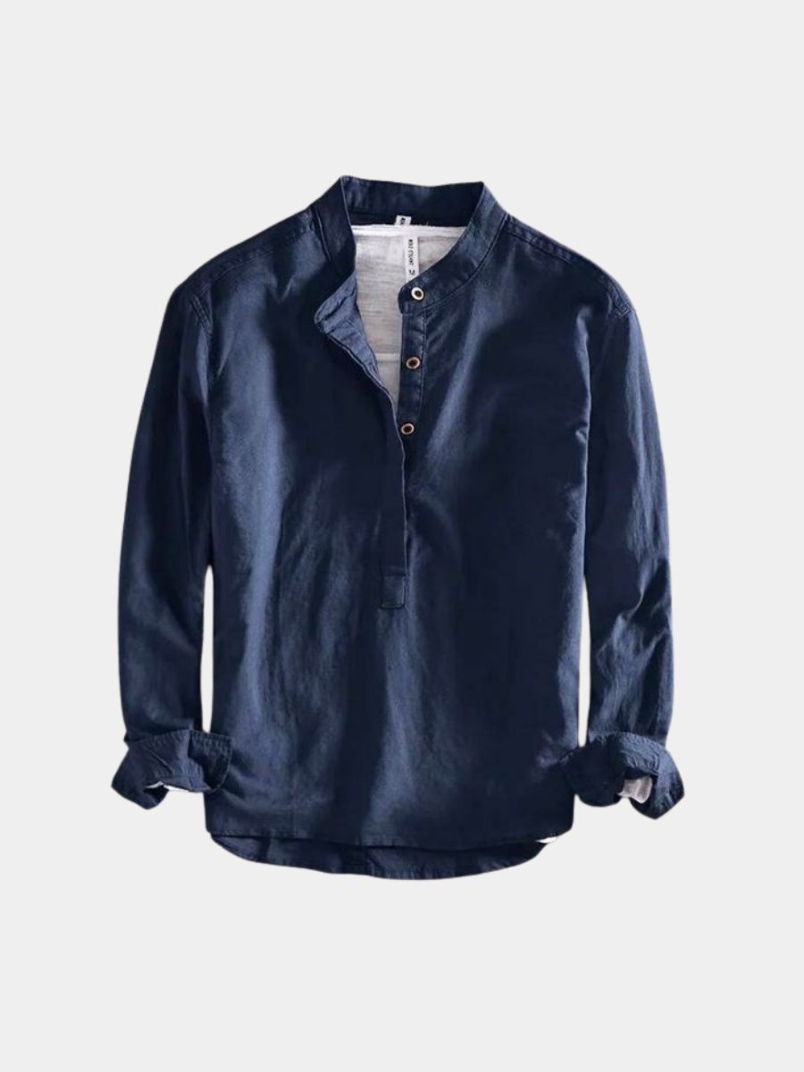 Linen Stand Collar Shirt for Men