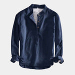 Linen Stand Collar Shirt for Men
