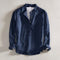 Linen Stand Collar Shirt for Men - Navy Blue
