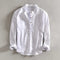 Linen Stand Collar Shirt for Men - White