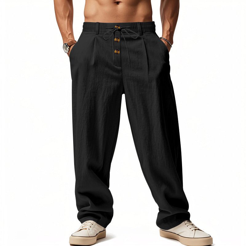 Linen Straight Leg Trousers for Men