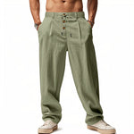 Linen Straight Leg Trousers for Men - View 7