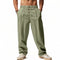 Linen Straight Leg Trousers for Men - Olivgrün